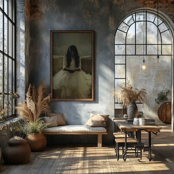 Original Dark Literary Art Print + Digital Copy, Vintage White Dress - Picture 7 of 10